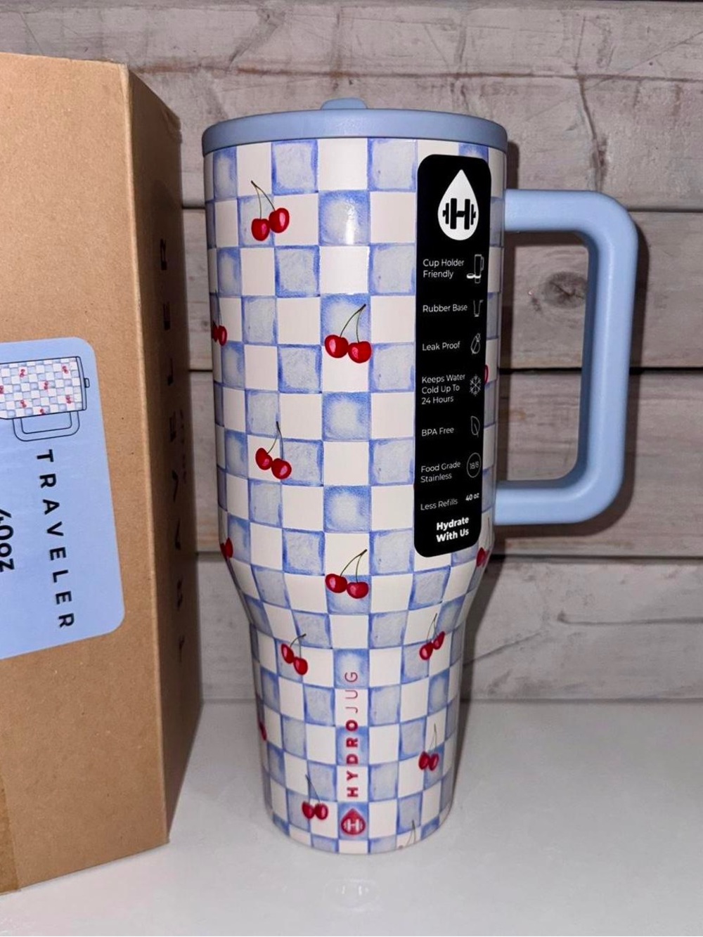 HydroJug 40oz Traveler Tumbler - CHERRY CHECKERS